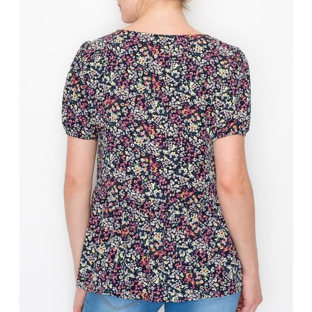 Women's Anthropologie W5 Blue Floral Puff Sleeve Blouse Size S - Picture 2 of 8